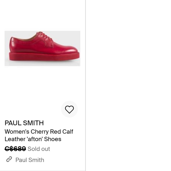 780cad Paul Smith AFTON Cherry Red Leather Brogue Oxford Women us7 Made in Italy - Picture 12 of 13